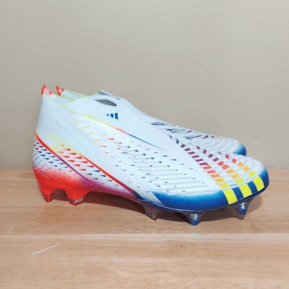 Adidas Predator Edge+ SG Soccer Cleats White Multi Color GW1035 Men's Size 8.5 - Picture 1 of 7